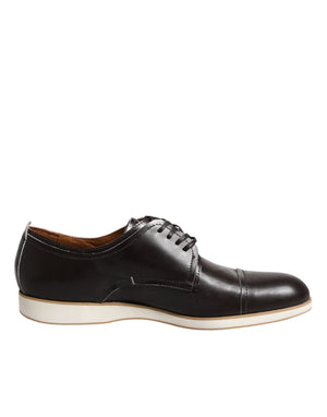 Dunkelbraune Leder Derby Schnürschuhe Kleid Formelle Schuhe