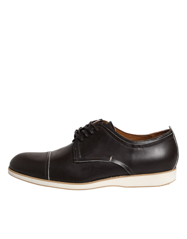 Dunkelbraune Leder Derby Schnürschuhe Kleid Formelle Schuhe