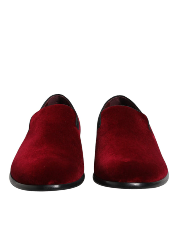 Rote Baumwolle Samt Slip On Loafers Formelle Schuhe