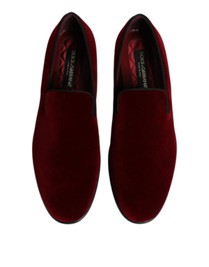 Rote Baumwolle Samt Slip On Loafers Formelle Schuhe