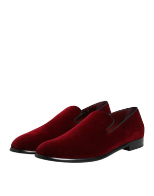 Rote Baumwolle Samt Slip On Loafers Formelle Schuhe