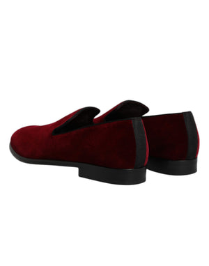Rote Baumwolle Samt Slip On Loafers Formelle Schuhe