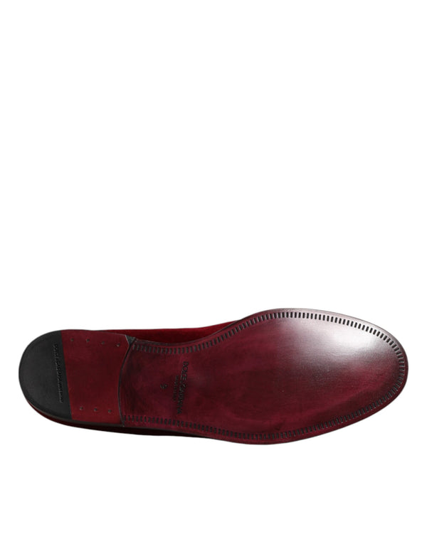 Rote Baumwolle Samt Slip On Loafers Formelle Schuhe
