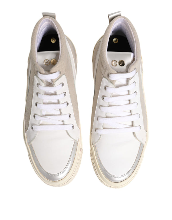 Weiß Beige Lace Up Mid Top Casual Turnschuhe Schuhe