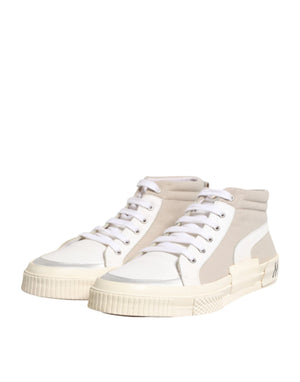 Weiß Beige Lace Up Mid Top Casual Turnschuhe Schuhe