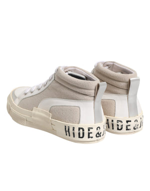 Weiß Beige Lace Up Mid Top Casual Turnschuhe Schuhe