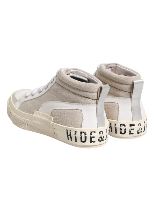 Weiß Beige Lace Up Mid Top Casual Turnschuhe Schuhe