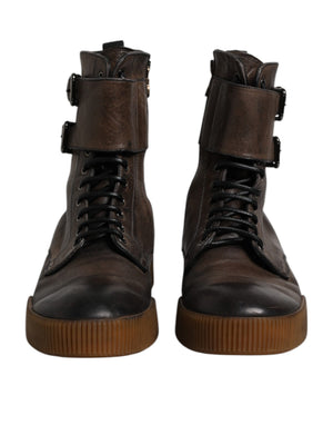 Braune Pferdeleder Mid Calf Stiefel Schuhe