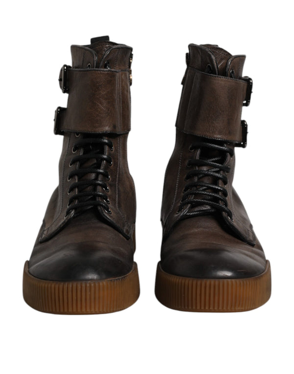 Braune Pferdeleder Mid Calf Stiefel Schuhe