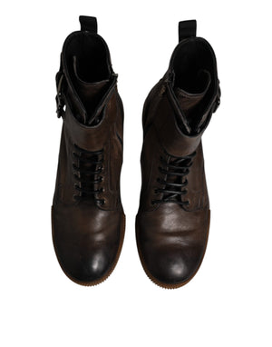 Braune Pferdeleder Mid Calf Stiefel Schuhe