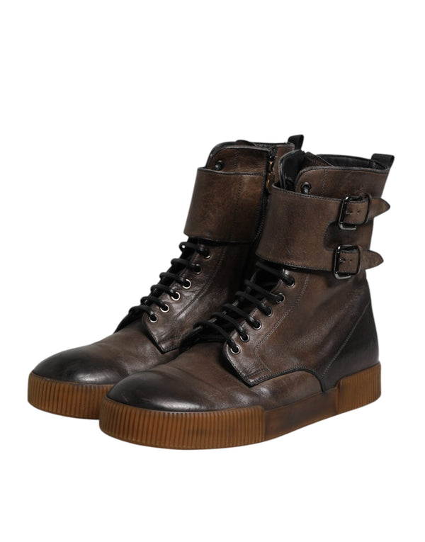 Braune Pferdeleder Mid Calf Stiefel Schuhe