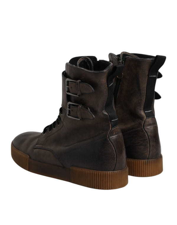 Braune Pferdeleder Mid Calf Stiefel Schuhe