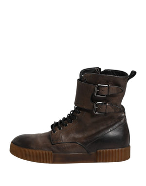 Braune Pferdeleder Mid Calf Stiefel Schuhe