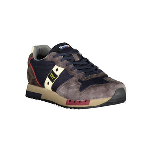 Schlichte blaue Designer-Sneakers mit kontrastierenden Akzenten