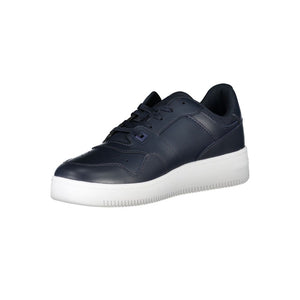 Blaue Kontrast-Sneakers mit Logo-Detail