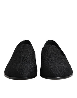 Schwarze Jacquard Slipper Formelle Schuhe