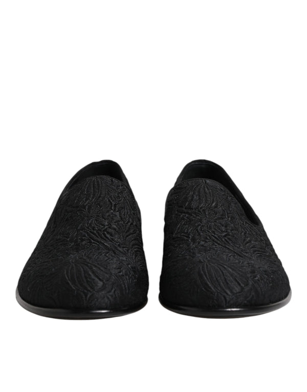 Schwarze Jacquard Slipper Formelle Schuhe