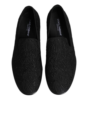 Schwarze Jacquard Slipper Formelle Schuhe
