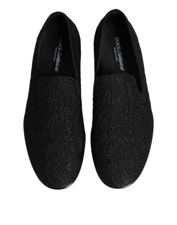 Schwarze Jacquard Slipper Formelle Schuhe