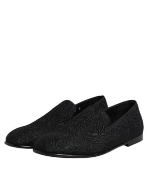 Schwarze Jacquard Slipper Formelle Schuhe