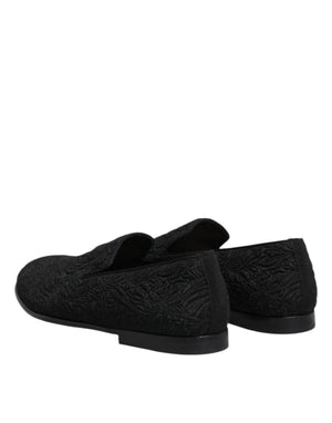 Schwarze Jacquard Slipper Formelle Schuhe