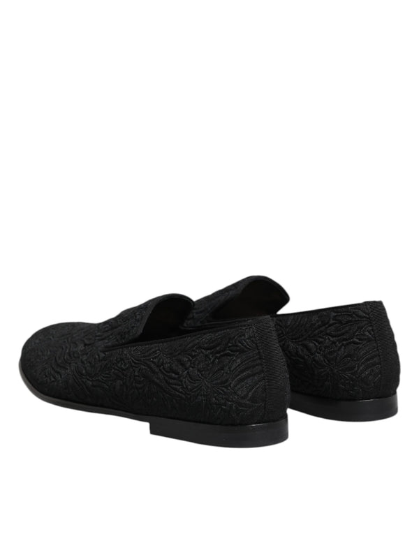 Schwarze Jacquard Slipper Formelle Schuhe