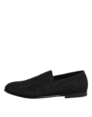 Schwarze Jacquard Slipper Formelle Schuhe