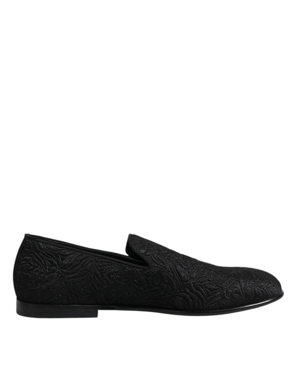 Schwarze Jacquard Slipper Formelle Schuhe