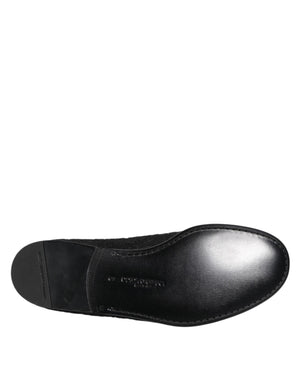Schwarze Jacquard Slipper Formelle Schuhe