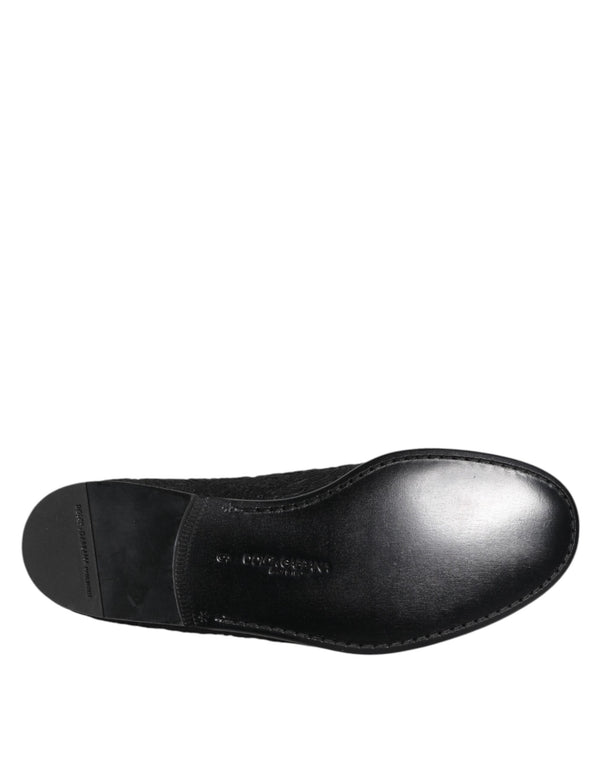 Schwarze Jacquard Slipper Formelle Schuhe