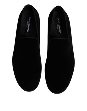 Schwarzer Samt Slip On Loafers Formelle Schuhe