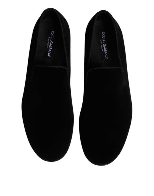 Schwarzer Samt Slip On Loafers Formelle Schuhe
