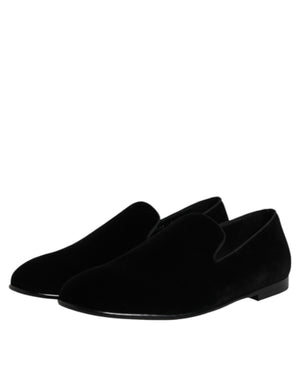Schwarzer Samt Slip On Loafers Formelle Schuhe
