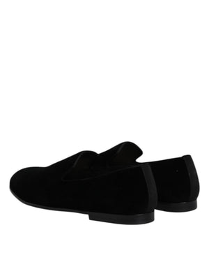 Schwarzer Samt Slip On Loafers Formelle Schuhe