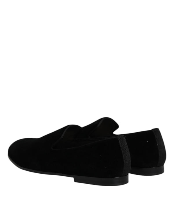 Schwarzer Samt Slip On Loafers Formelle Schuhe