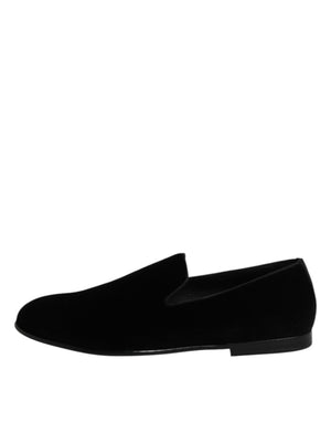Schwarzer Samt Slip On Loafers Formelle Schuhe