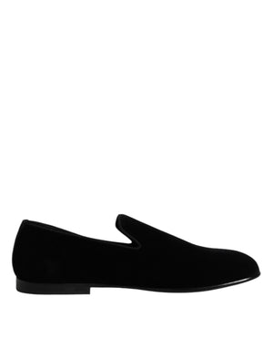 Schwarzer Samt Slip On Loafers Formelle Schuhe