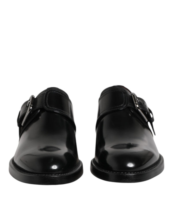 Schwarzes Leder Monk Strap Derby Formelle Schuhe