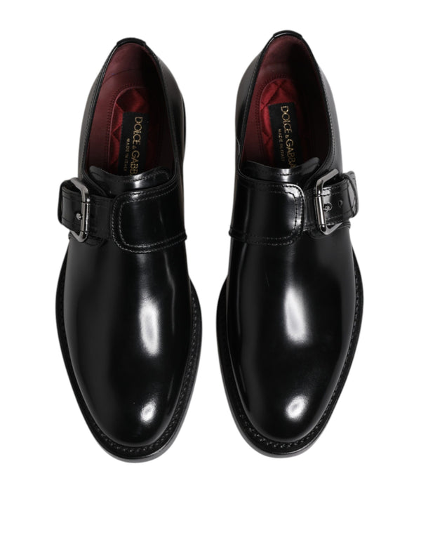 Schwarzes Leder Monk Strap Derby Formelle Schuhe