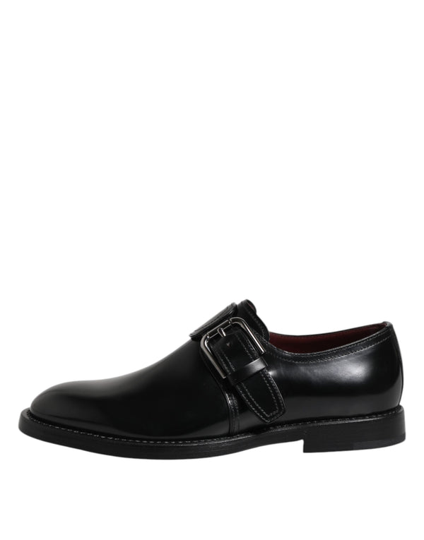 Schwarzes Leder Monk Strap Derby Formelle Schuhe