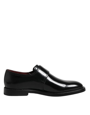 Schwarzes Leder Monk Strap Derby Formelle Schuhe