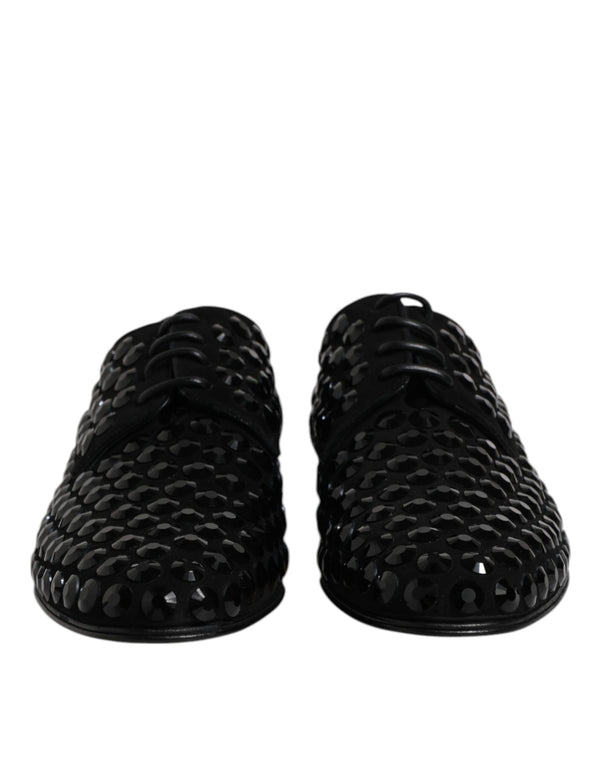 Schwarze Wildleder Strass Derby Formelle Schuhe