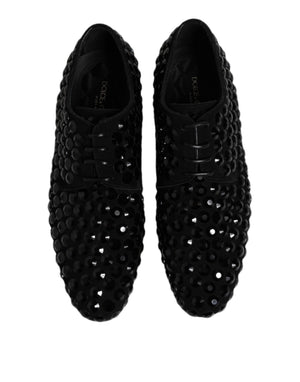 Schwarze Wildleder Strass Derby Formelle Schuhe
