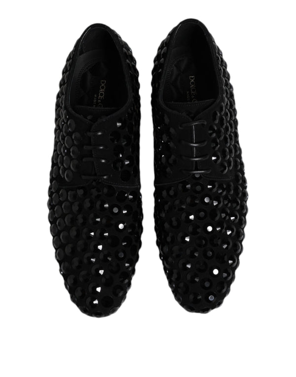 Schwarze Wildleder Strass Derby Formelle Schuhe
