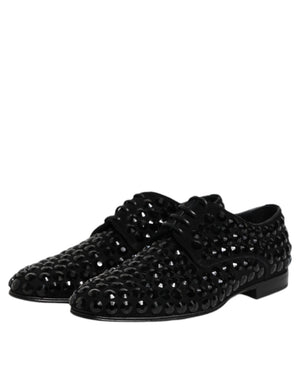 Schwarze Wildleder Strass Derby Formelle Schuhe
