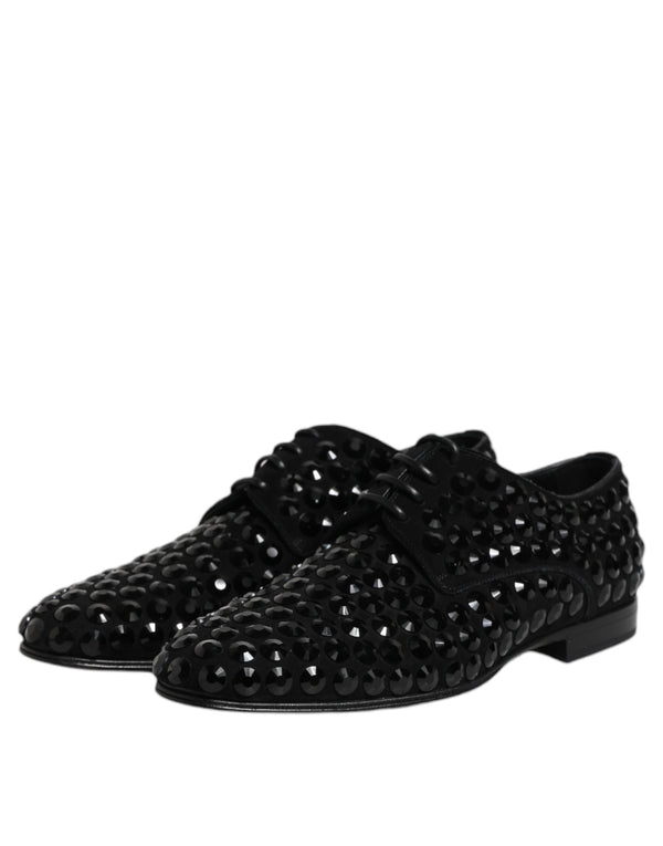 Schwarze Wildleder Strass Derby Formelle Schuhe