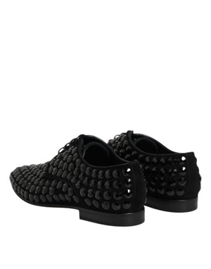 Schwarze Wildleder Strass Derby Formelle Schuhe