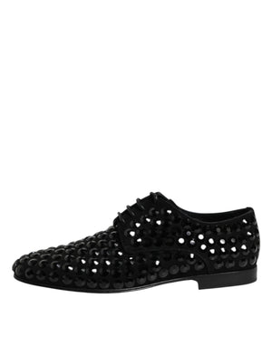Schwarze Wildleder Strass Derby Formelle Schuhe