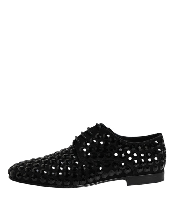 Schwarze Wildleder Strass Derby Formelle Schuhe