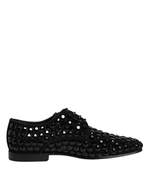 Schwarze Wildleder Strass Derby Formelle Schuhe